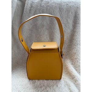 Mustard Yellow Structured Box Bag Faux Leather Top Handle Crossbody Handbag
